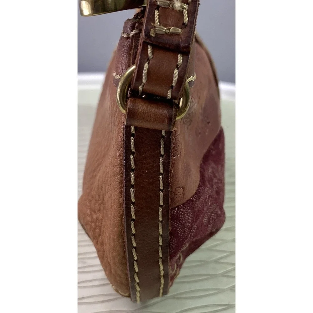 Fossil Vintage Women's Brown Patchwork Leather Wristlet/Wallet/Clutch 5x9.5x.75